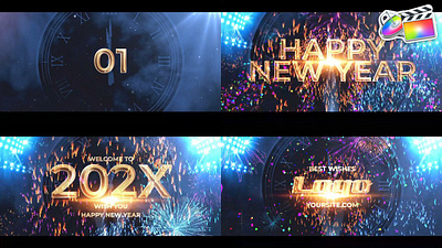 Happy New Year Countdown for FCPX christmas titles christmas tree christmas wishes countdown clock festive firework fireworks happy christmas happy new year holiday new year new year eve new year logo season