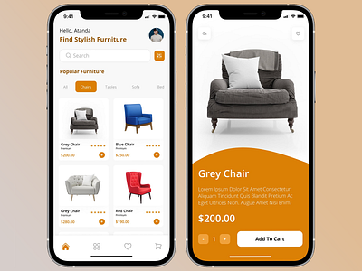 Furniture mobile app app cart chair design ecommerce furniture furniture app furniture mobile app home landing mobile mobile app modern online shop online store shop sofa store ui web