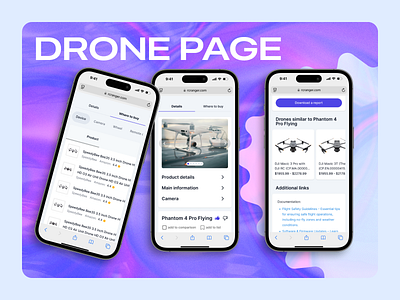 Detailed Page With All Specs Of Your Product 3d animation app detailed overview drone drone details drone tech drone technology figma graphic design interactive design mobile design mockup motion graphics product design product specs tech ui ui uidesign ux