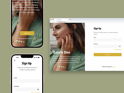 Jewelry Sign Up design figma jewelry mobile sign up ui ux web