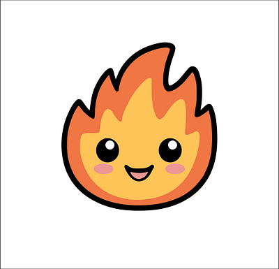 Kawaii fire illustration graphic design