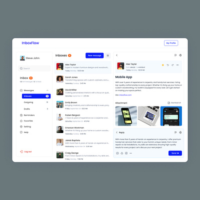 InboxFlow - CRM [UX/UI Design] app crm saas system ui website