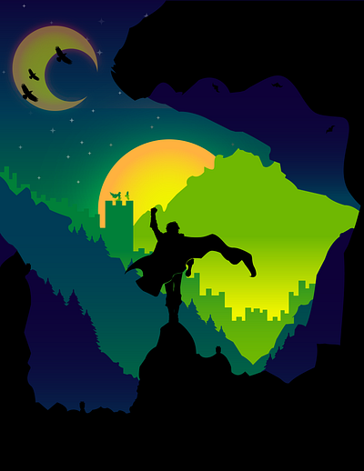 Landscape Art V1 fantasy graphic design silhouettes