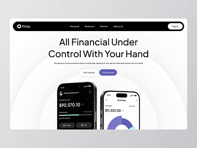 Finzy - Finance Web Animation animation banking app animation clean credit card design finance finance animation fintech gif landing page animation minimalist motion pie card principle smooth transition ui ui design uiux web animation