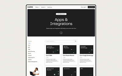 Curri | App Marketplace apps brand branding design identity illustration integrations logo marketplace people typography ui web