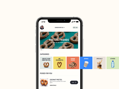 UX/UI design for food ordering app, The Pretzel Day app appdesign mobileapp ui ux uxui uxuidesign