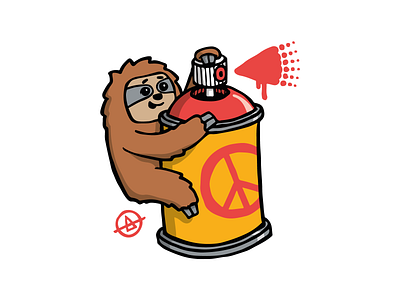 Graffiti Sloth // T-Shirt Design adobe illustrator animal character cute design funny graffiti illustration red sloth spray can street art vector