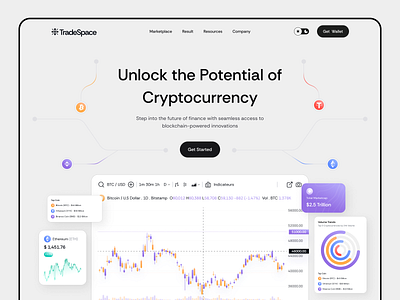 TradeSpace - Crypto Landing Hero Section bitcoin clean design crypto cryptocurrency hero section landing page ui uiux web design