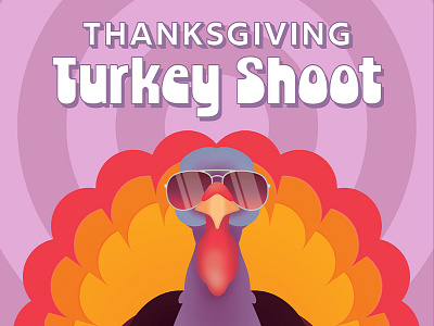 Sunset Pier Thanksgiving Turkey Shoot Poster graphic design illustration poster design