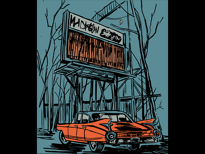 Abandoned Drive-In abandoned drawing drive in movie ghost haunted old car sketch winter