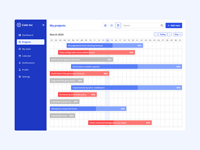 Calendar view for project management calendar dashboard product product design project management ui ux