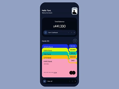 Wallet Management with Interactive Animations animation app cards design figma fintech illustration minimal prototyping stack ui ux wallet