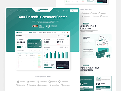 Monexo - Fintech Website design finance finance website fintech fintech website homepage landing page money ui ui design ux wallet website website design