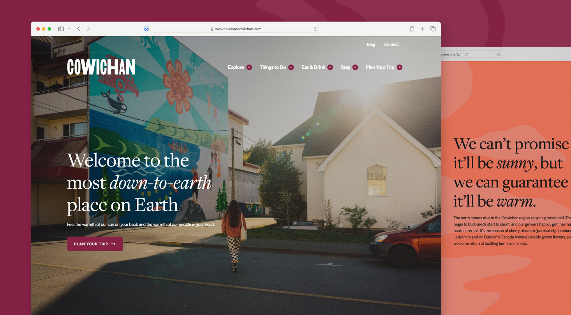 Tourism Cowichan Website: The most down-to-earth place on Earth branded website tourism typography website