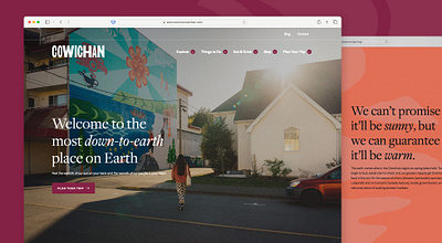 Tourism Cowichan Website: The most down-to-earth place on Earth branded website tourism typography website