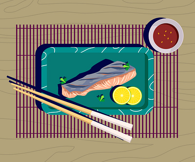 Kasuzuke fish food flat illustration food food illustration illustration japan food vector