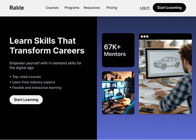 Digital skills learning platform landing page design figma landing page ui ux website design