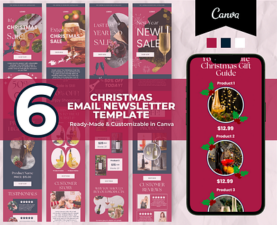 Editable Wine Christmas Email Template canva email canva template christmas newsletter design templates editable email email marketing email templates klaviyo template mailchimp template newsletter template