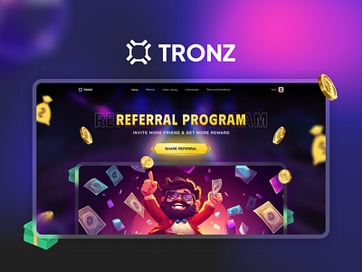 Tronz Game Portal Landing Page branding ui