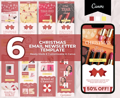 Editable Make Up Christmas Email Template canva email canva template christmas newsletter design templates editable email email marketing email templates klaviyo template mailchimp template make up newsletter template