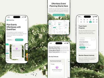 EventFlow - Responsive Landing Page app app design apps b2c clean design event event app event management ios app design manage event minimalist mobile mobile app responsive responsive design responsive page saas ui ux