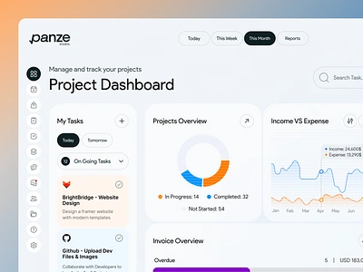 Task & Project Management Dashboard UI/UX Design collaboration tool ui crm dashboard dashboard uiux design minimal dashboard modern dashboard panze ux design studio project management dashboard saas saas dashboard task management task management app team collaboration dashboard ui team management dashboard team work dashboard uiux design web app design