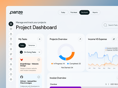 Task & Project Management Dashboard UI/UX Design collaboration tool ui crm dashboard dashboard uiux design minimal dashboard modern dashboard panze ux design studio project management dashboard saas saas dashboard task management task management app team collaboration dashboard ui team management dashboard team work dashboard uiux design web app design