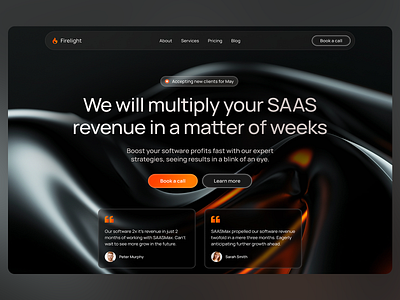 Firelight SaaS Landing Page Design agency design branding dark ui landing page logo marketing minimalist design pricing revenue saas ui ui design user interface ux ux design uxui web design web ui web ux website