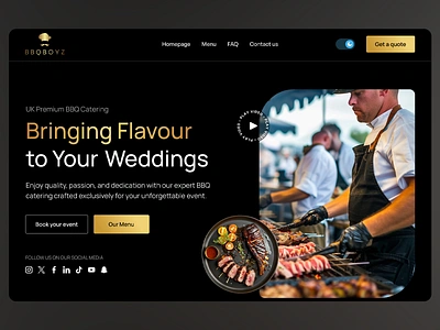 BBQ BOYZ - Wedding Catering Website Design bbq branding catering dark mode design events food landing page responsive design ui ui design ux ux design web design web development web ui web ux website wedding wedding catering