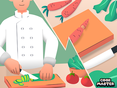 Cook Master - 2D Illustration 2d 2d illustration adobe illustrator chef cooking cooking illustration graphic illustration kithcen