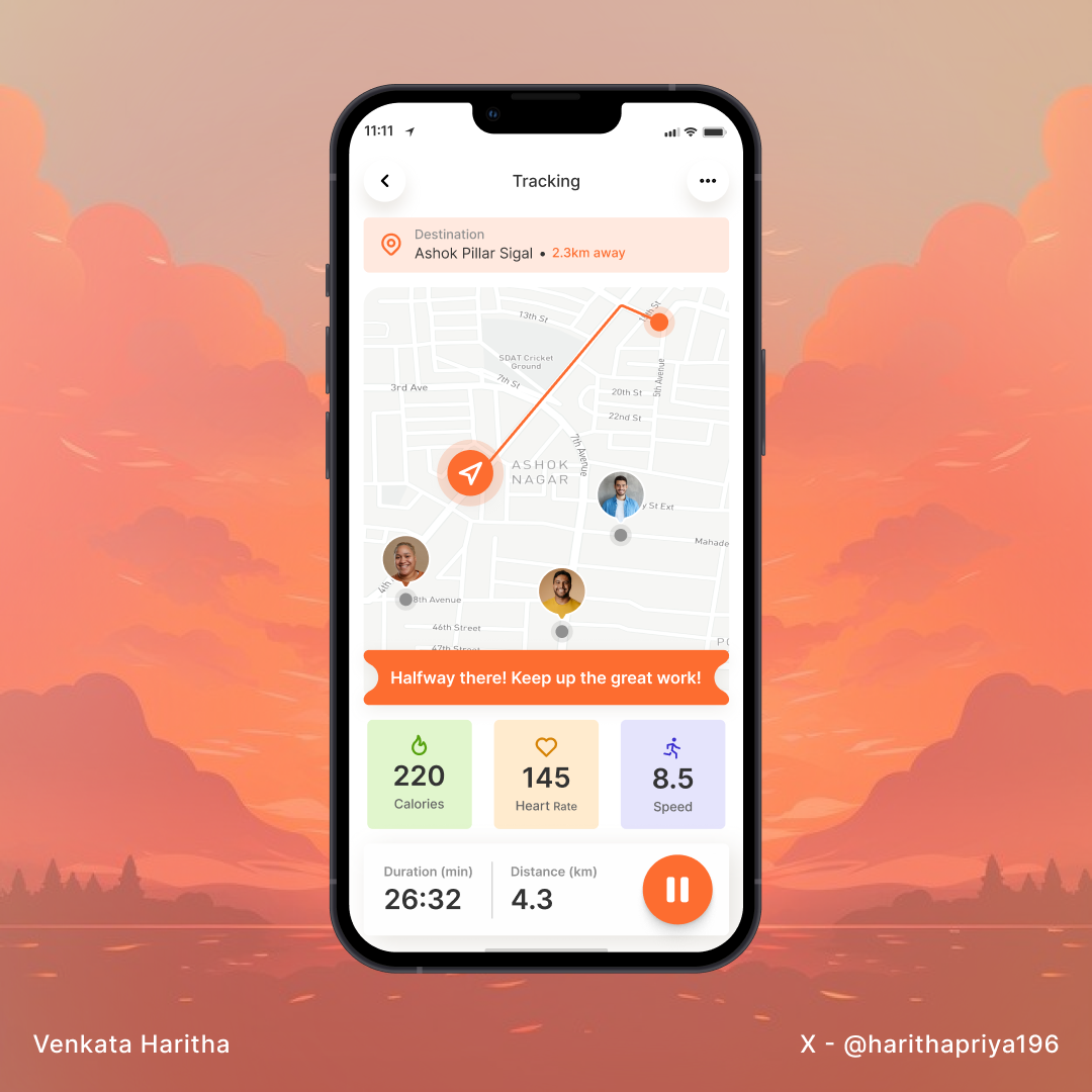 Fitness Training App dailyuichallenge design figma fitnessapp gratitude mobileapp trackerapp ui uxuidesigner walkingapp