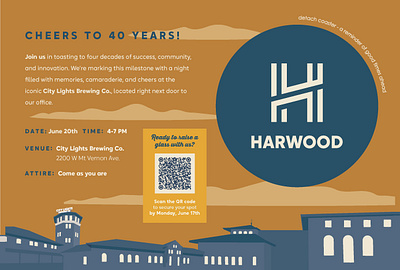 Harwood 40th Anniversary Party Invite event banner event design graphic design invite layout design print design