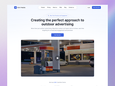 Etch Media - AI-Driven Outdoor Advertising Platform aiadvertising billboardadvertising digitalmarketing dribbbleweeklywarmup landingpagedesign minimaldesign minimalui realtimeanalytics saas trending ui uiux uxdesign webdesign