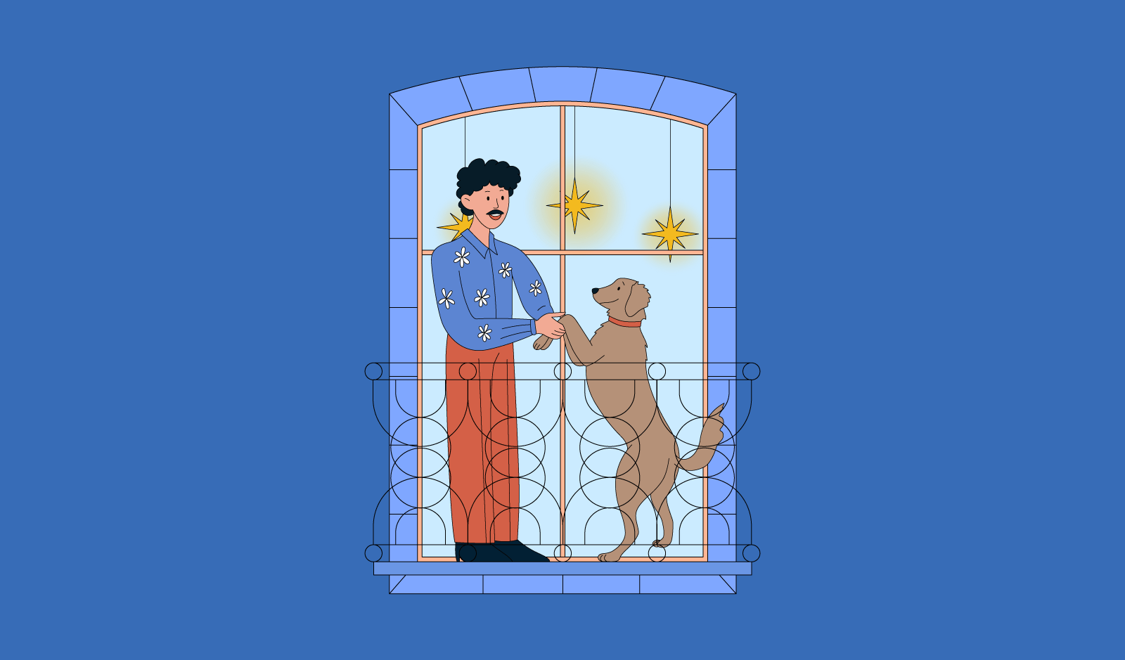 Dog advent calendar boy christmas dog illustration window