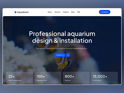 Aquadream - Professional Aquarium designs & installation acquatic animation aquarium design branding custom designs design eucation community innovationdesign installation logo maintenance sustainablity care ui ui design ux ux design uxui web design web ui website