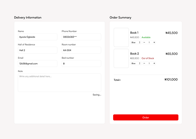 Uni book-ordering interface books design ecommerce information order payment product ui ux web website