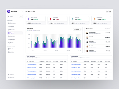Savsass Reports Page Dashboard dashboard dashboard ui design product design sass product ui
