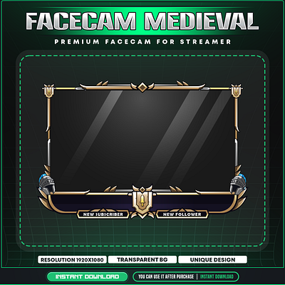 Medieval Kingdom Facecam Overlay - Webcam Camera Border Design medieval graphic