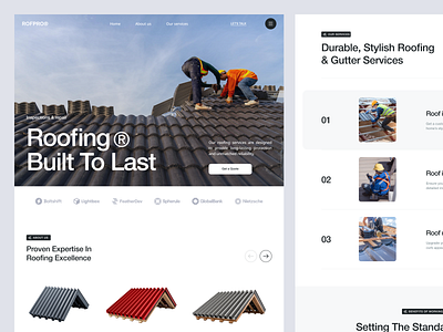 Roofing Service agency design elementor framer home landing page property roofing service ui webflow website wordpress