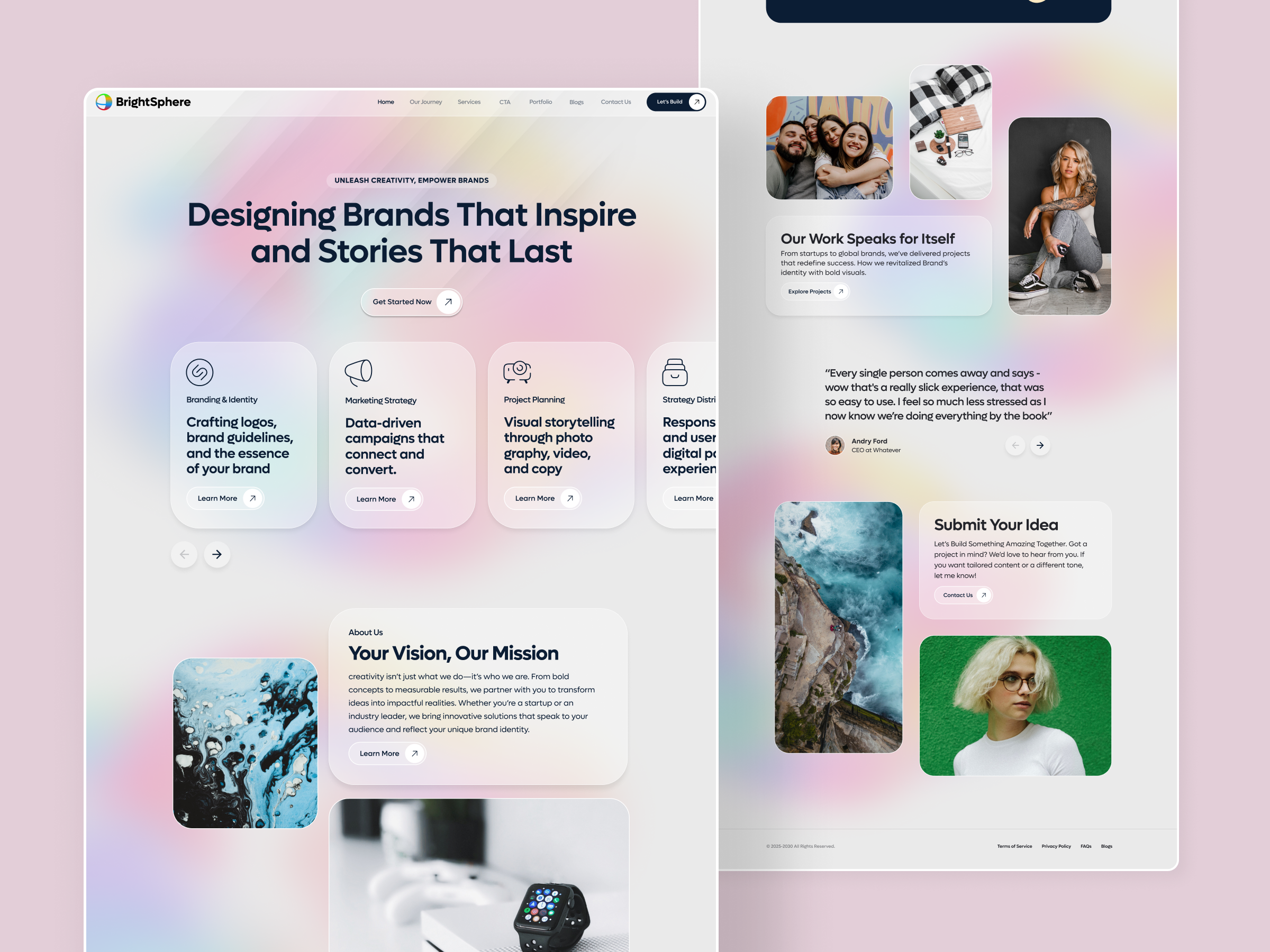 BrightSphere Creative Agency branding design figma figma design figma prototype layout mockup mockup design product product design prototype ui ui ux ux web design website concept website design website layout website mockup website template