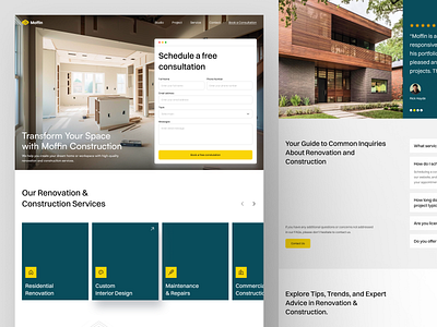 Moffin - Renovation and Construction Website about us architecture book building clean construction constructionexperts consultation contractor industrial landing page modern moderndesign production property real estate renovation renovationservices ui website