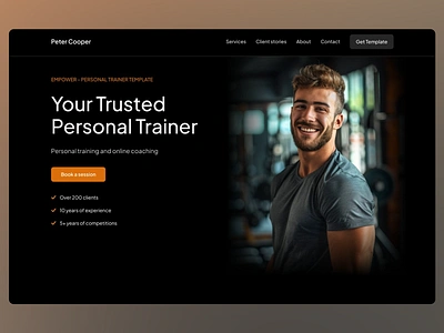 EMPOWER - PERSONAL TRAINER TEMPLATE competitions design fitness landing page landing page online coaching online workout personal trainer landing page personal trainer website template trainer trainer website ui ui design ux ux design web deisgn web ui web ux website workout website