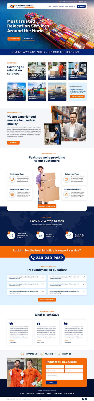 Relocation Service Website ui design web wordpress theme