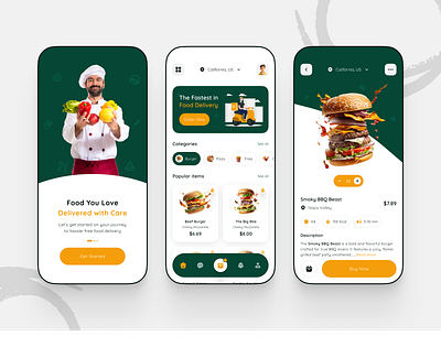 Food Delivery Mobile App android app design clean creative delivery app design design ecommerce food food delivery groceries illustration ios app mobile mobile app online shop popular restaurant transaction ui ux