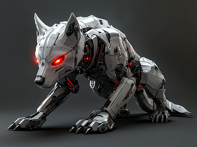 Scarlet Huntress 3d modelling 95th6j3 blender cgi cyber futuristic mechanical predator red sci fi tech wolf