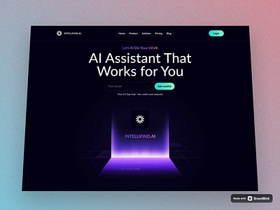 Landing Page Design for an AI Assistant ai hero section landing page ui