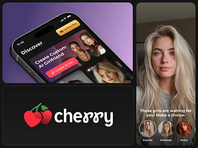 MyCherry | AI Girlfriend App ai ai assistant ai chat ai landing page ai model ai product ai technology ai website app design dating app dating mobile app digital companion interactive ai love app mobile models product design relationship ui ux