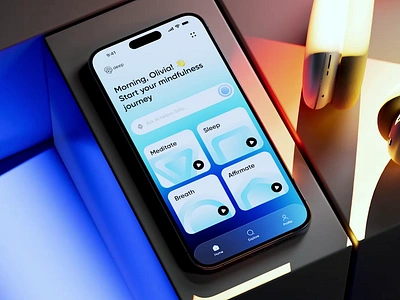 Deep — Meditation Mobile App Design calming experience design gradient interaction meditation meditation app mindful mindfulness mobile app mobile design motion ui design ux design wellness wellness app