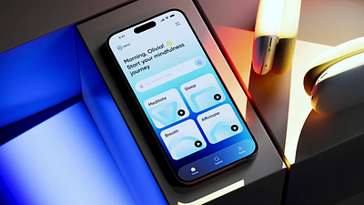 Deep — Meditation Mobile App Design calming experience design gradient interaction meditation meditation app mindful mindfulness mobile app mobile design motion ui design ux design wellness wellness app