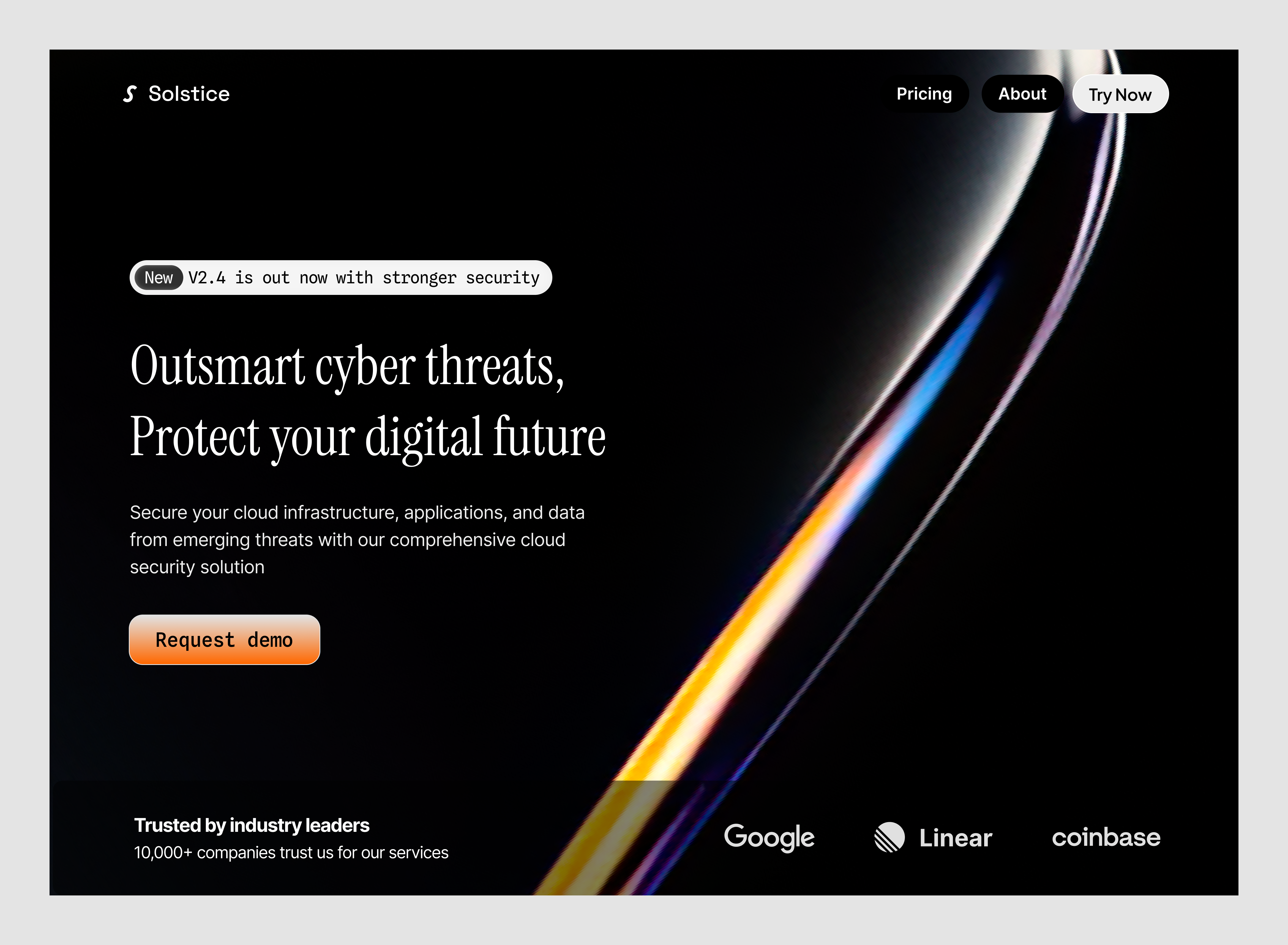 Solstice: Cloud Security Website Hero Section Design app branding design figma homepage landing page responsive ui ui ux ux web web design website design